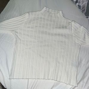 Cropped white turtleneck